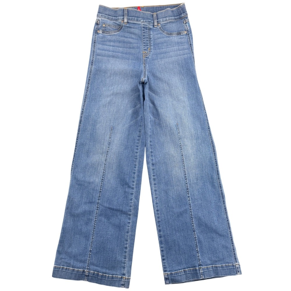 Spanx Medium Wide Leg Jeans Vintage Indigo High Rise Seam Front Pull On 20407R